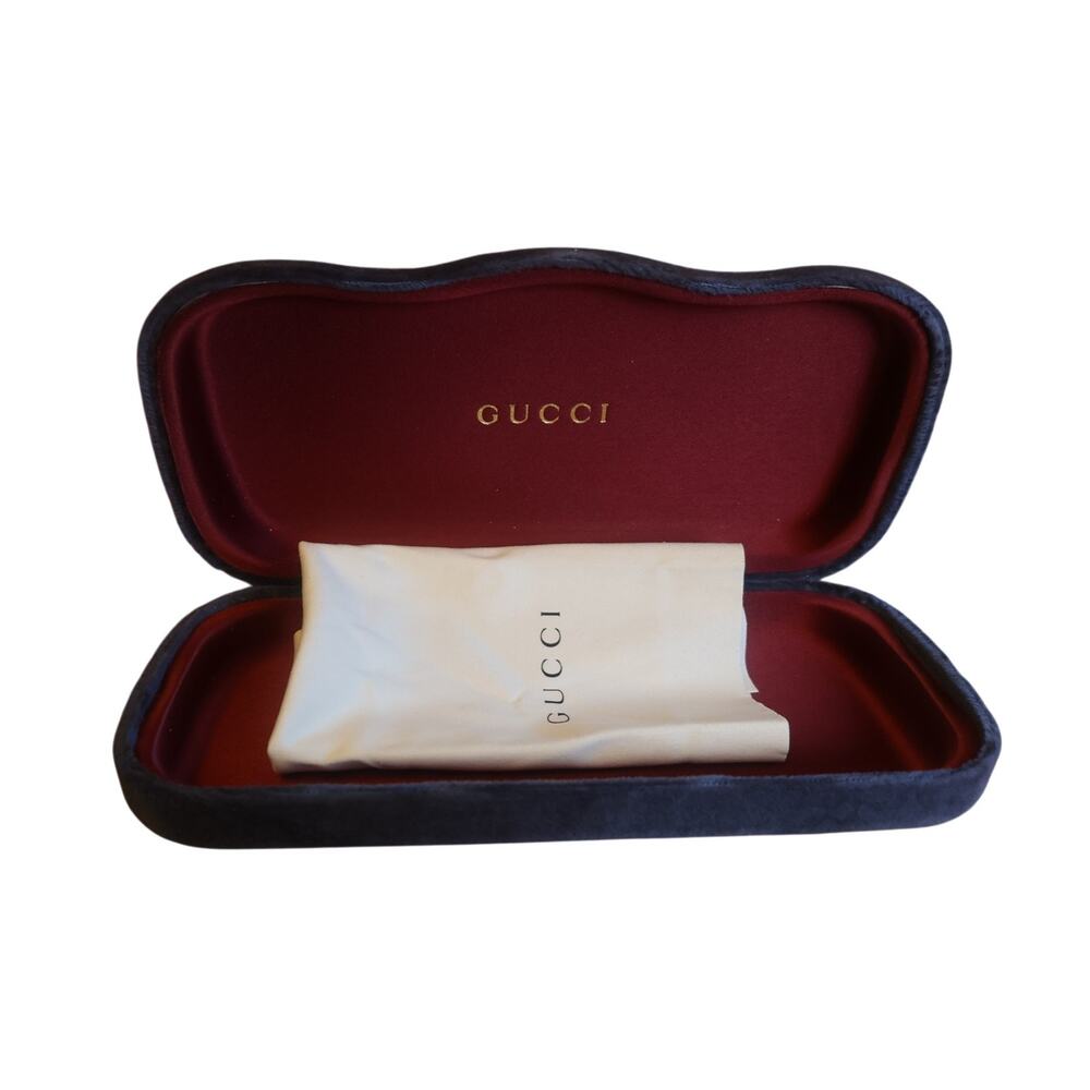 Gucci Blue Velvet Eyeglasses Sunglasses Case Red Interior Dust Bag - Picture 5 of 10